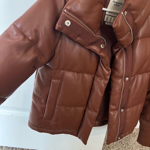 Abercrombie and Fitch Leather Puffer Coat - Picture 2 of 4